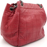 Red Block Quilted Small Leather Tote