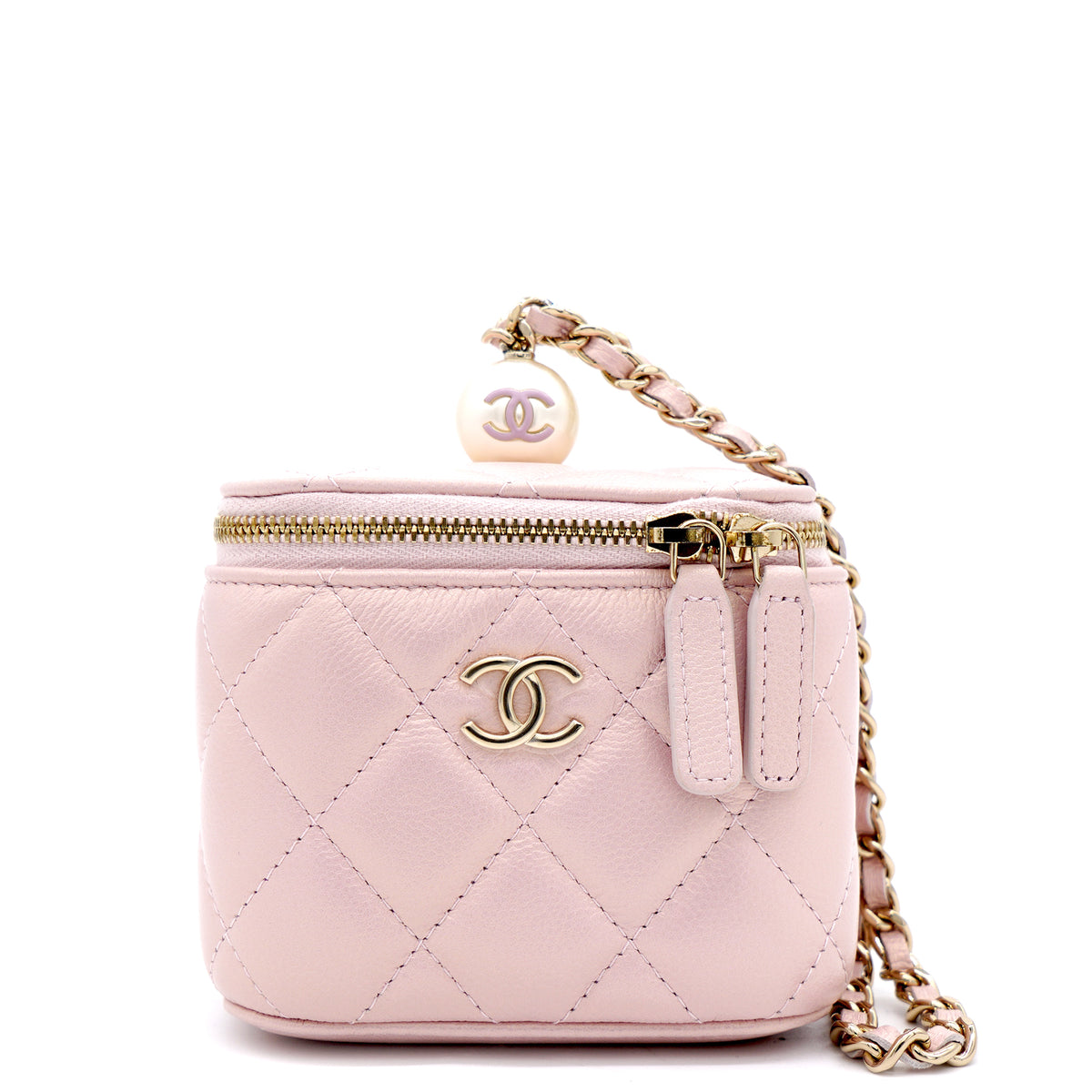 Chanel Wallet on Chain Pearl Coco Candy 21S Light Pink/Rose Clair Quilted  Caviar with light gold hardware
