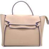 Beige Leather Mini Belt Top Handle Bag