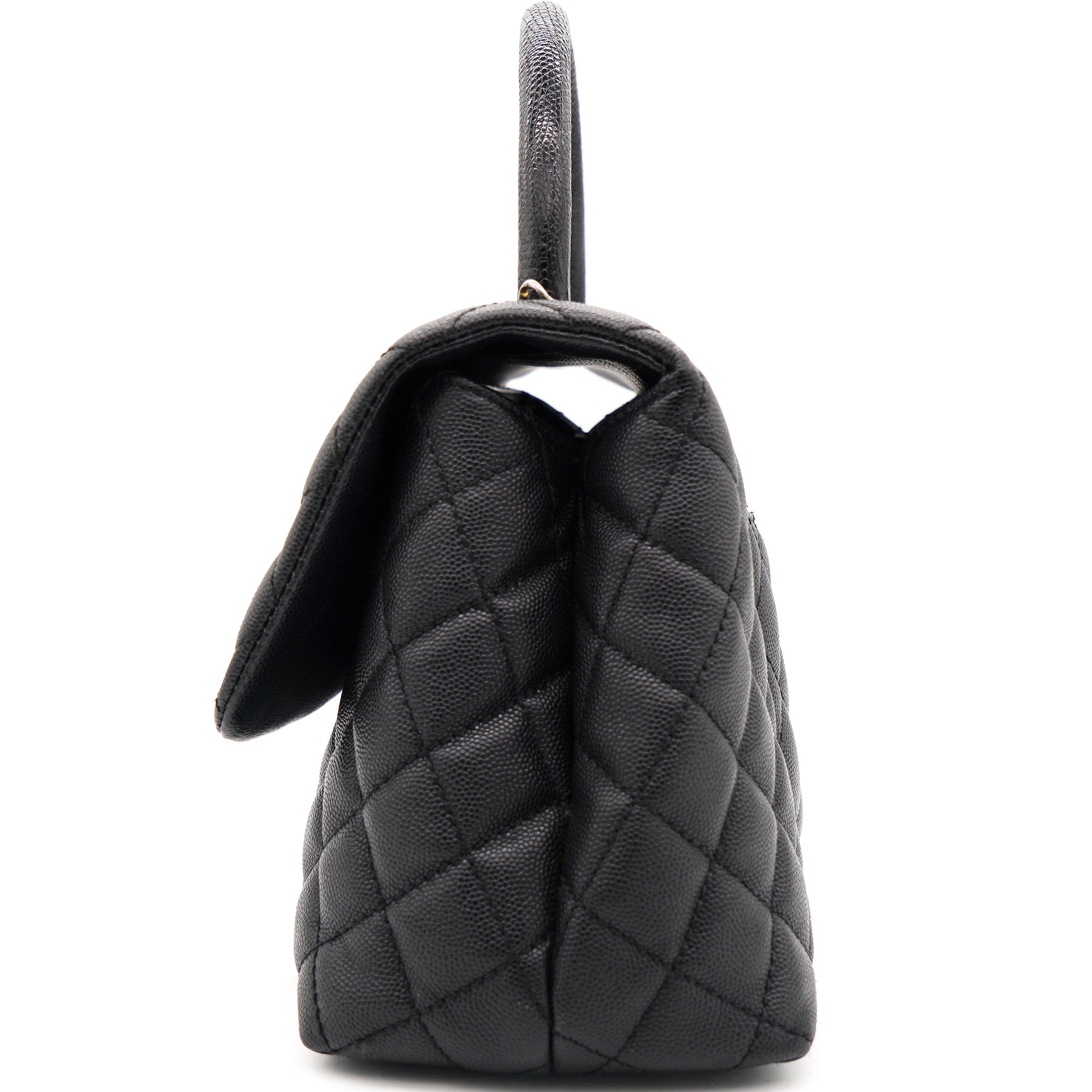 Chanel Black Quilted Caviar Medium Coco Top Handle Flap Bag Chanel