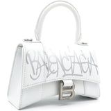 Shiny Box Small Hourglass Top Handle Bag Graffiti White