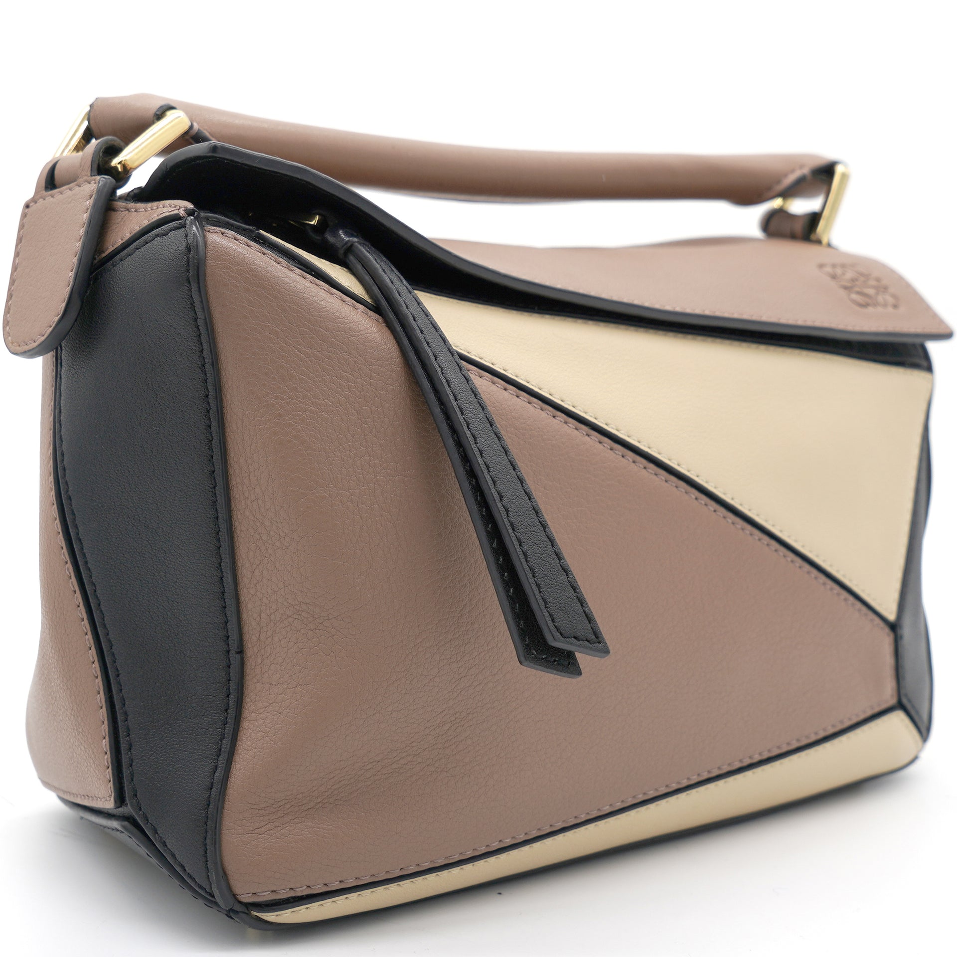 Tri-Colour Leather Small Puzzle Shoulder Bag