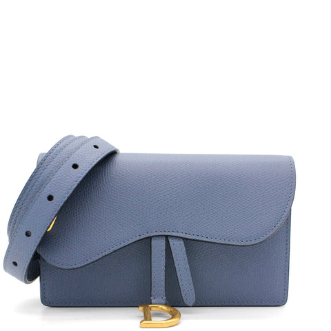Grained Calfskin Saddle Belt Bag Blue