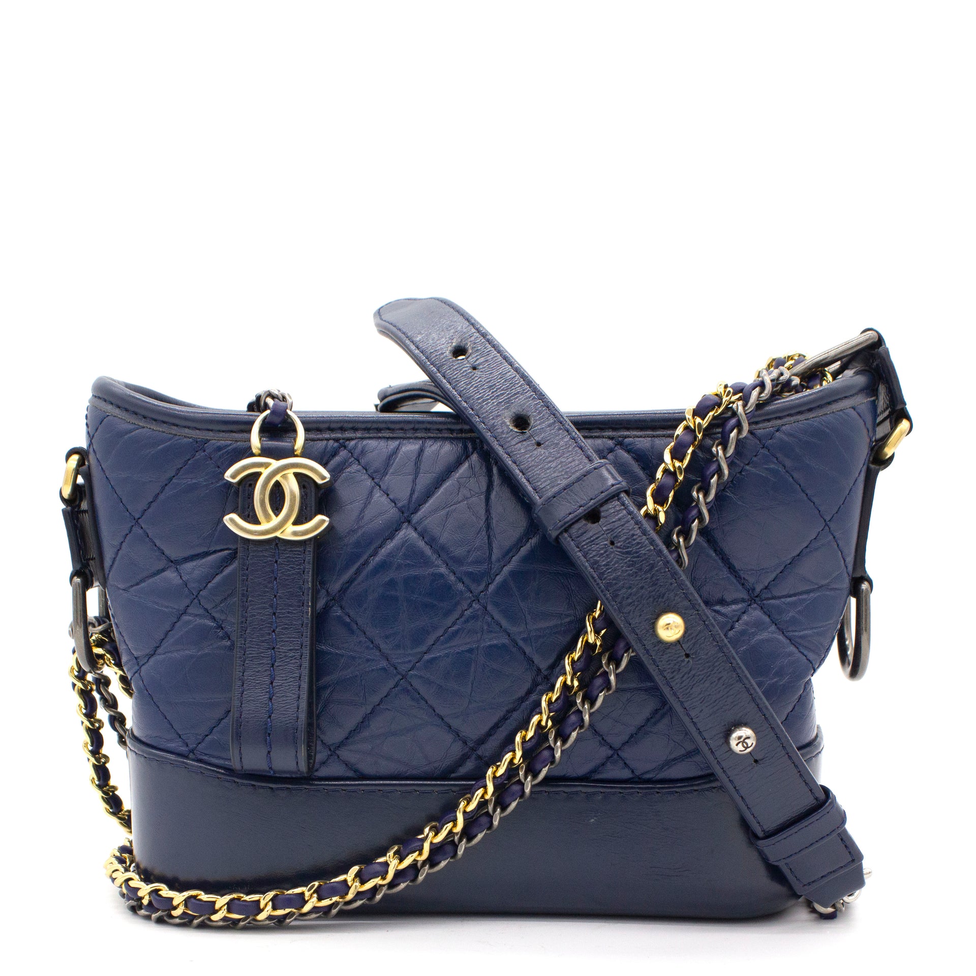 Calfskin Quilted Small Gabrielle Hobo Blue