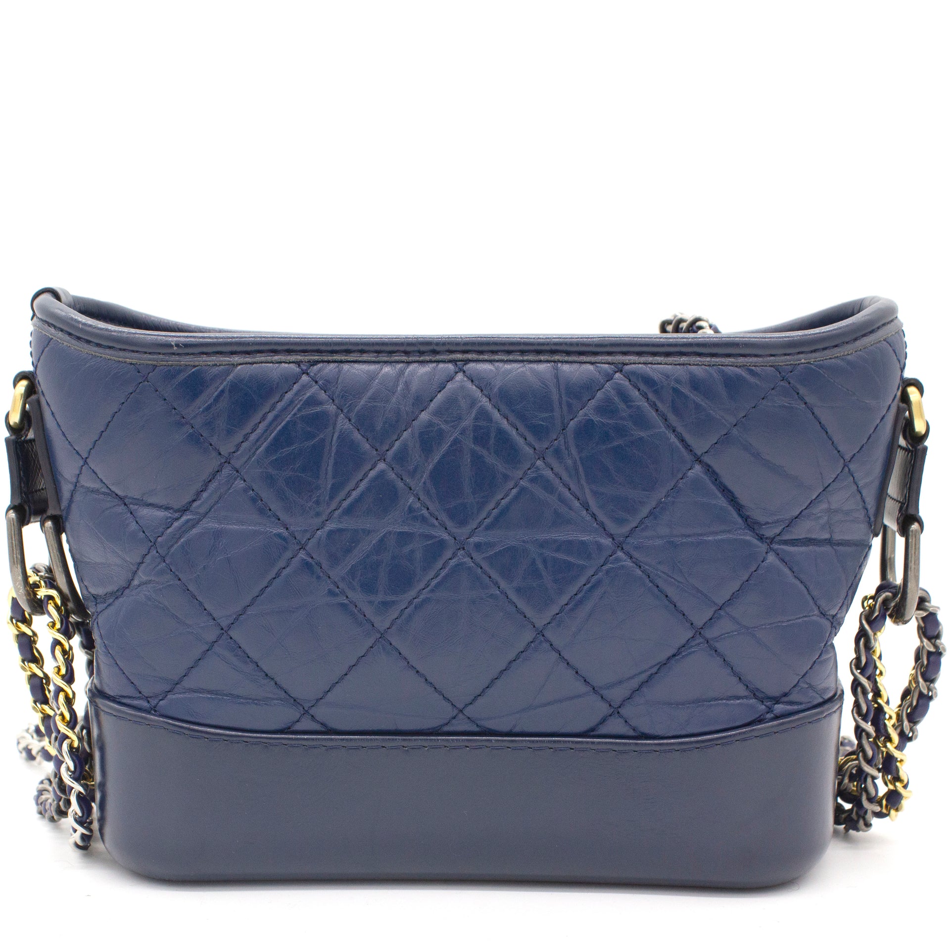 CHANEL Aged Calfskin Quilted Small Gabrielle Hobo Blue 1261268