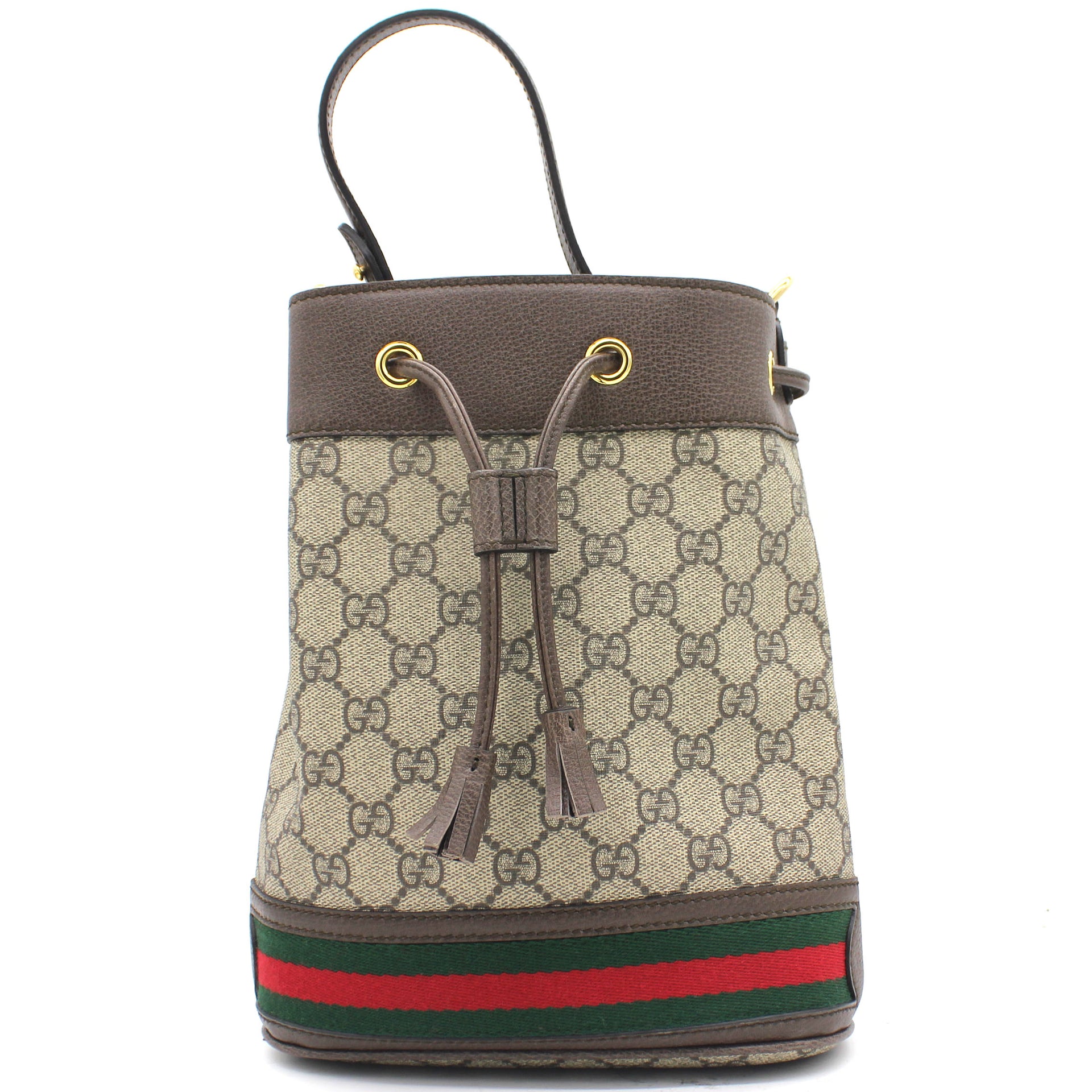 Beige/Ebony GG Supreme Canvas and Leather Small Ophidia Bucket Bag