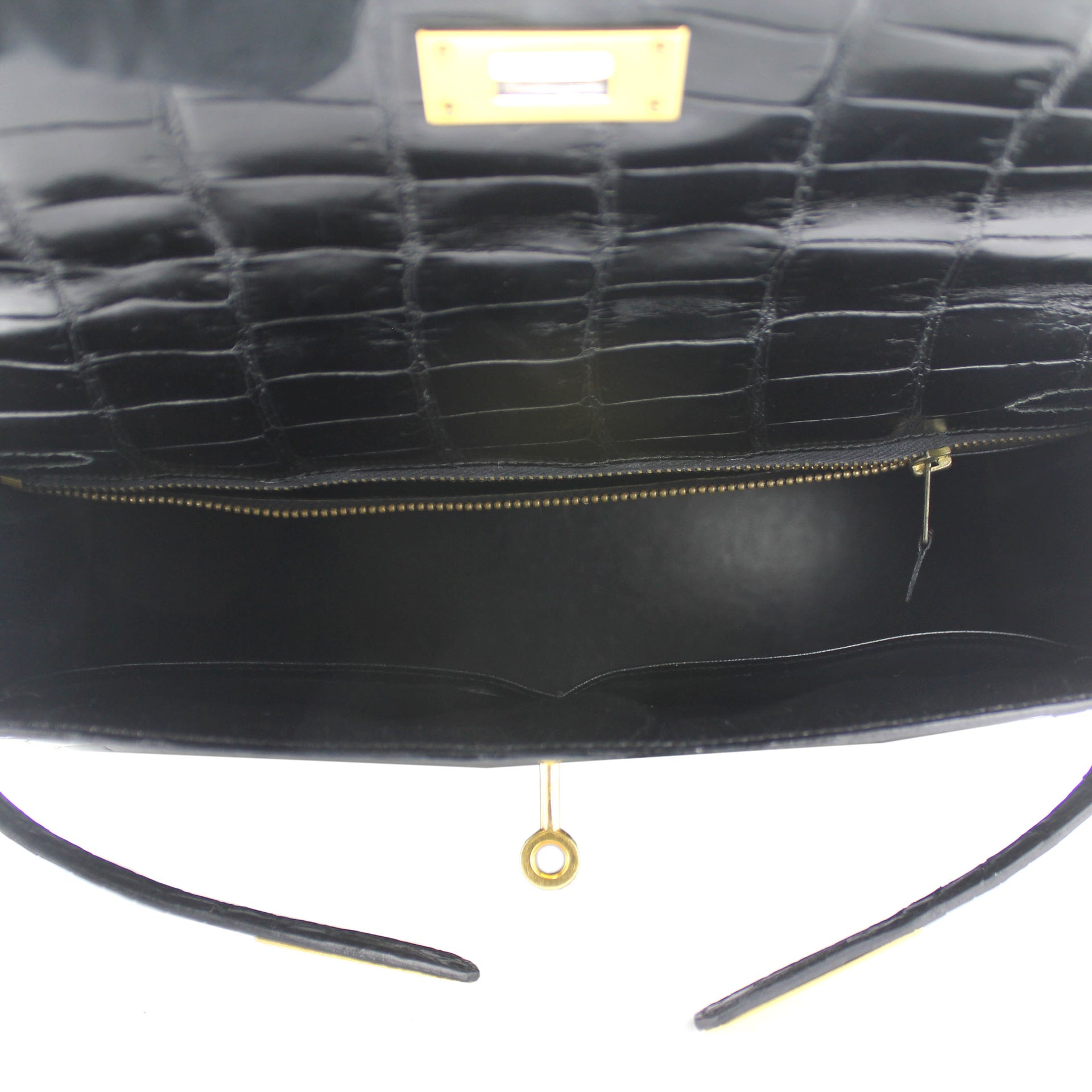 Black Porosus Crocodile Leather Gold Hardware Kelly 32 Bag