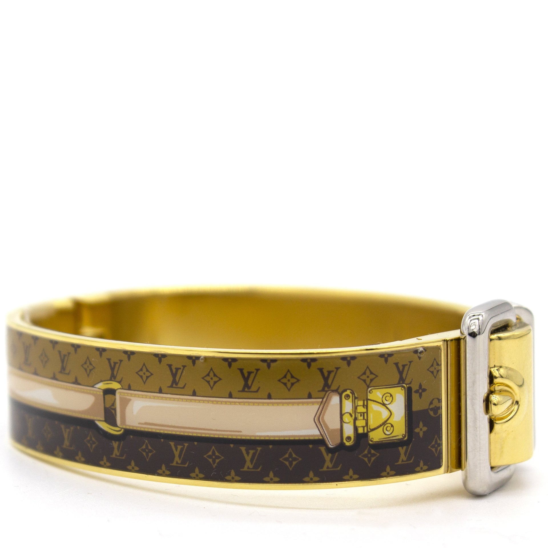 LOUIS VUITTON M63129 Confidential Bracelet Gold Plated Monogram Reverse  Bangle