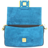 Blue Suede Mini Baguette Bag