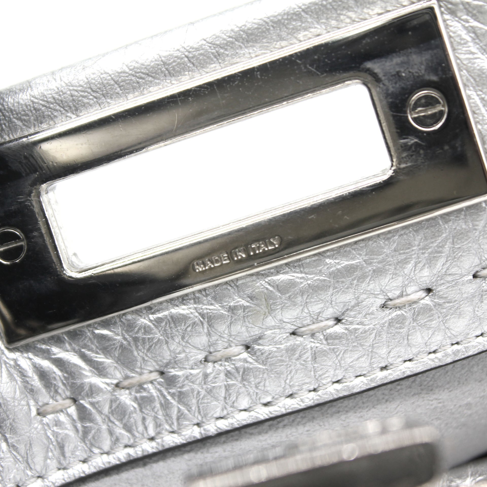 Silver Selleria Leather Medium Peekaboo Top Handle Bag