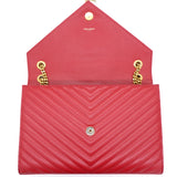 Grain De Poudre Embossed Leather Envelope Large Bag Paris Red