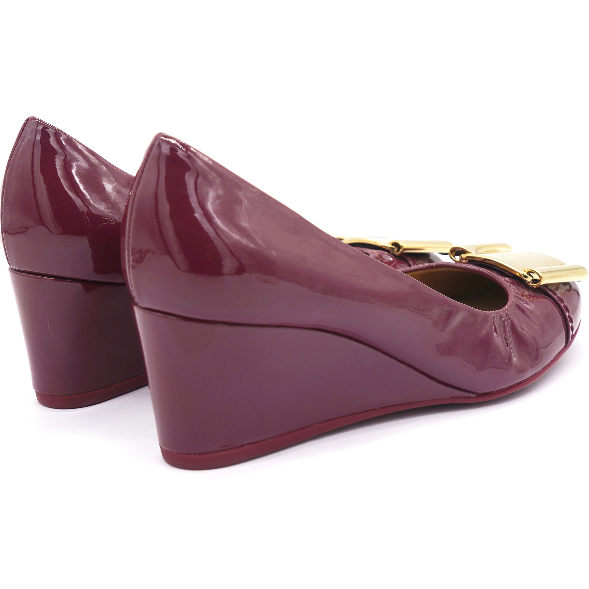 Vara Bow Wedge Shoes Purple Patent 5.5/36