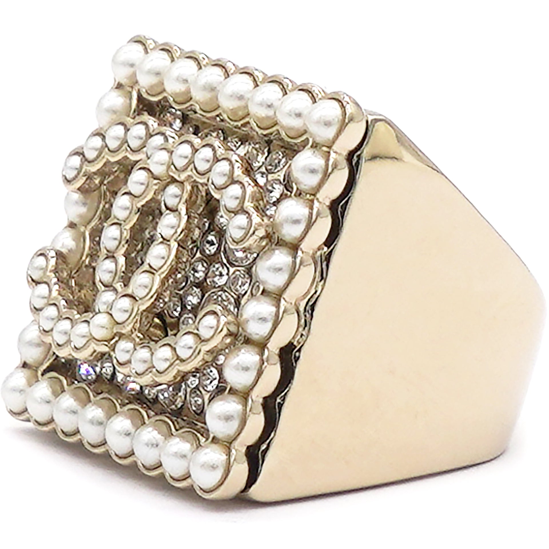 Crystal CC Ring Pearl Gold 52