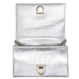 Metallic Silver Crinkled Calfskin Medium Diorama Flap Bag Silver