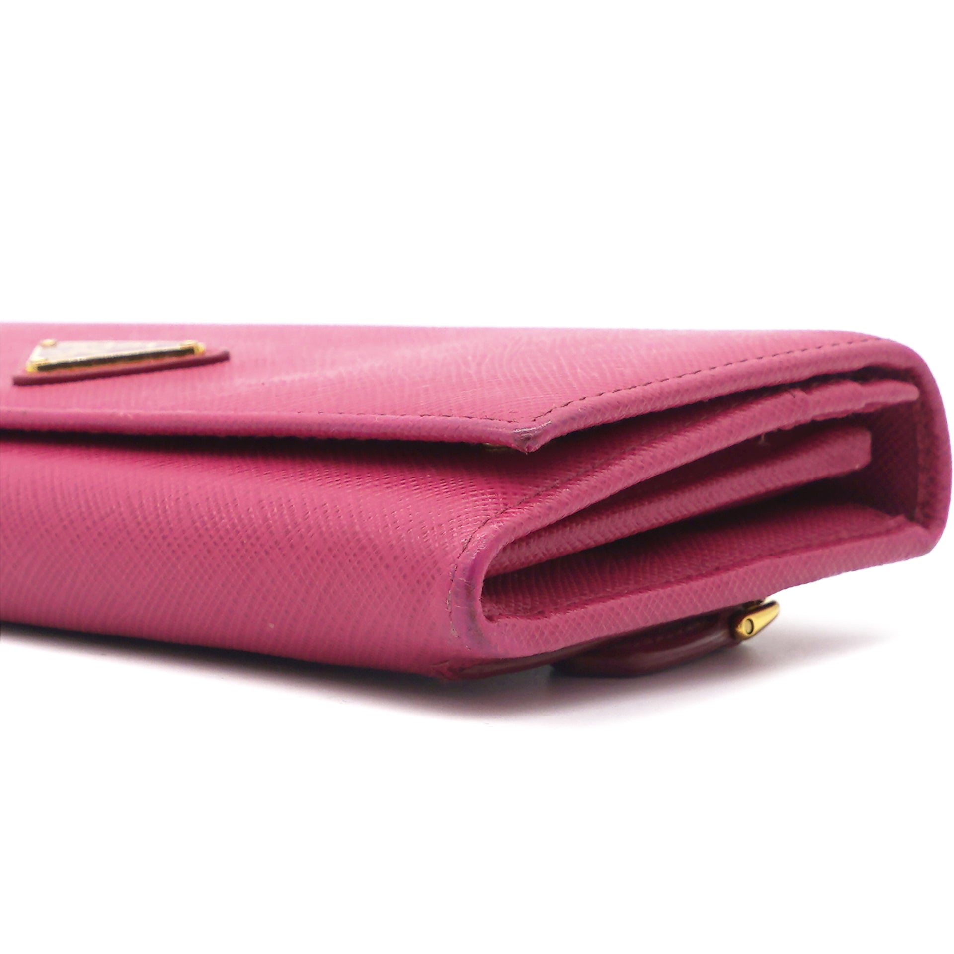 Prada Pink Saffiano Lux Leather Logo Plaque Wallet On Chain – STYLISHTOP
