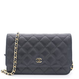 Lambskin Quilted Wallet On Chain WOC Black