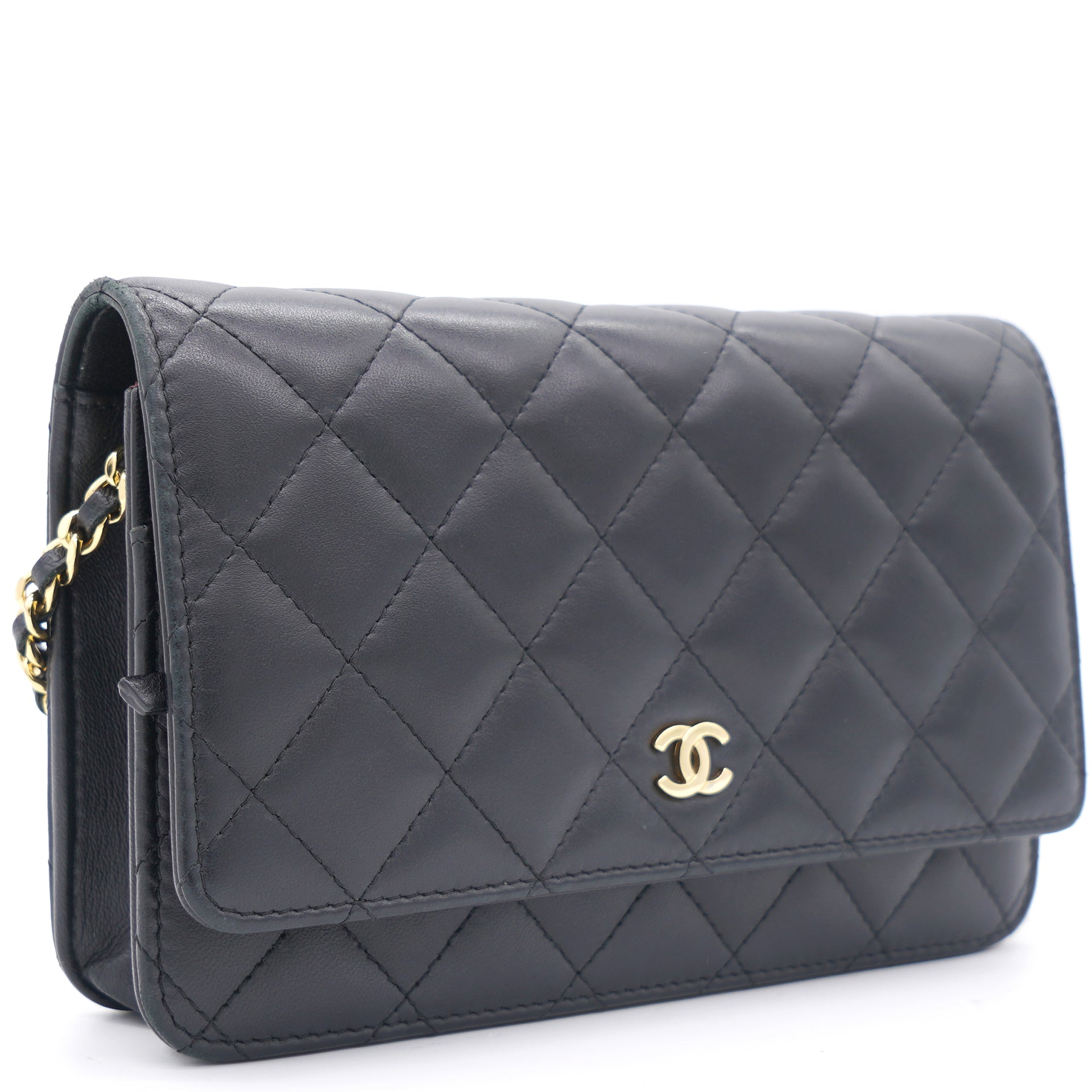 Handbags Chanel Chanel Black Blue Wallet on Chain Woc Shoulder Bag Crossbody Gold