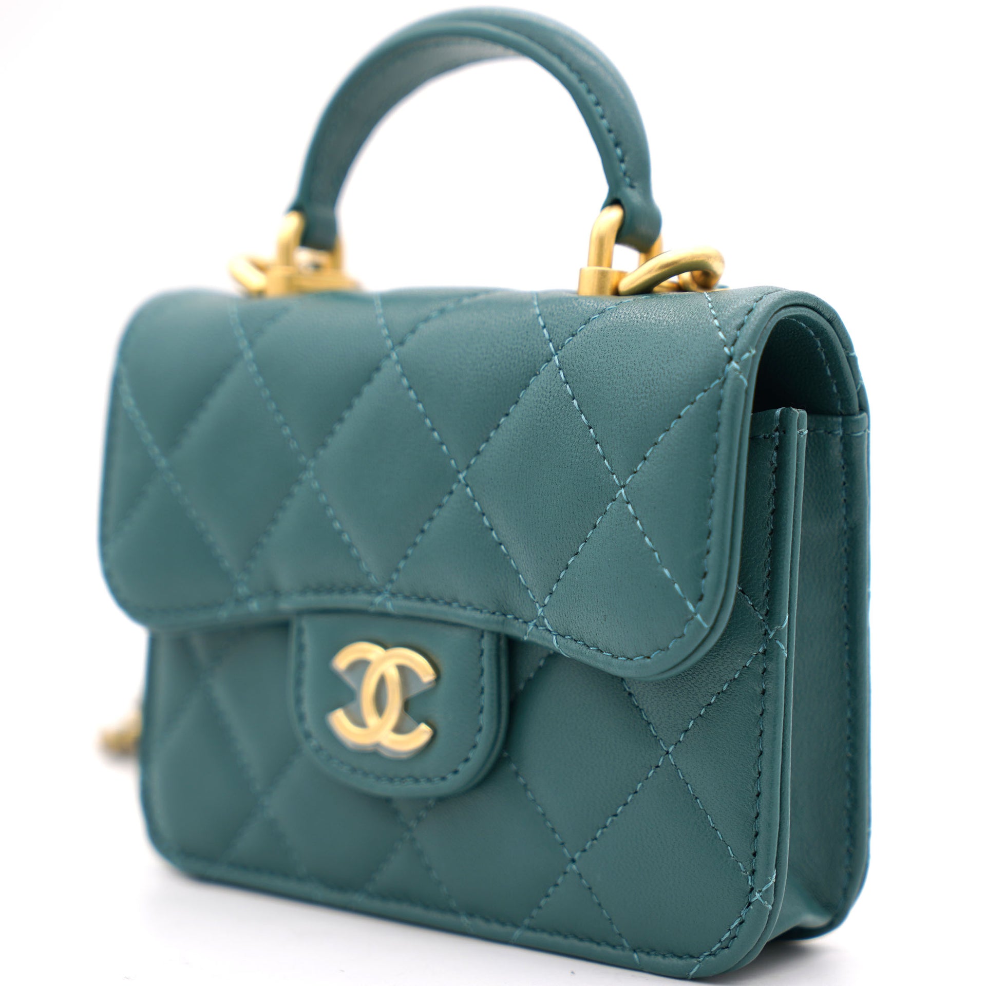 Túi Chanel Mini Flap Bag màu xanh mint da cừu 18cm best quality
