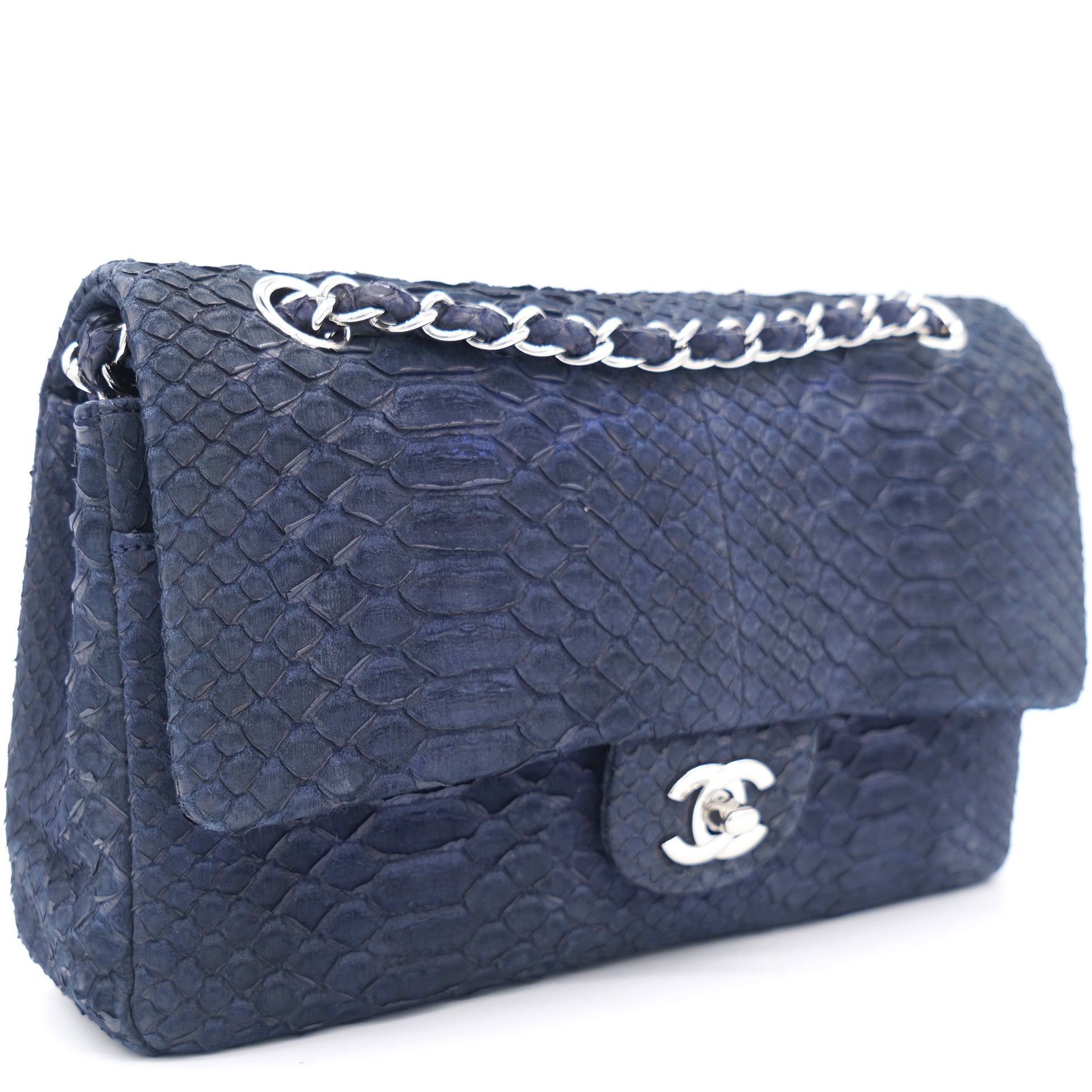 Chanel Classic Flap Medium Bag Blue Snakeskin – Stylishtop