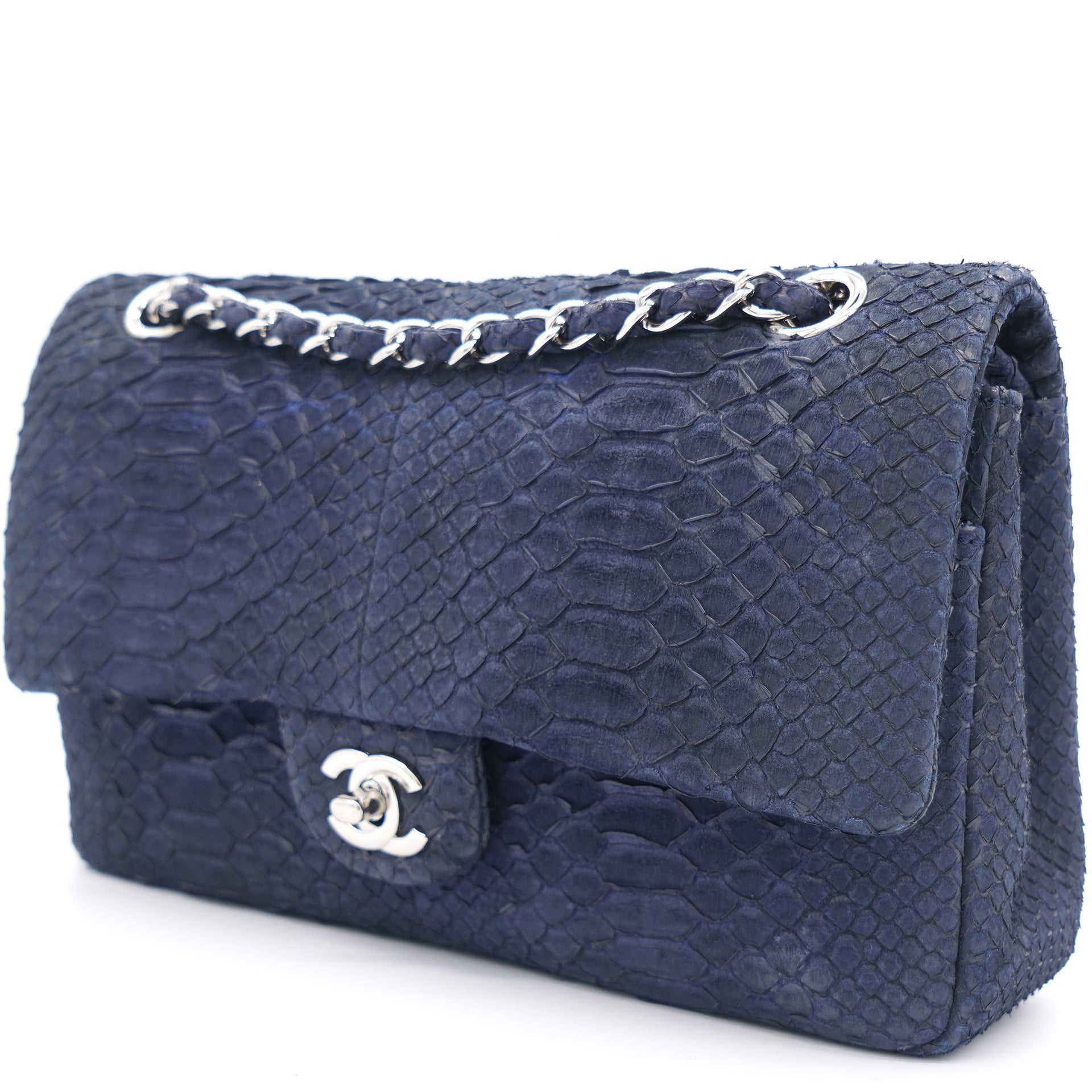 Chanel Classic Flap Medium Bag Blue Snakeskin – STYLISHTOP
