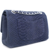 Classic Flap Medium Bag Blue Snakeskin