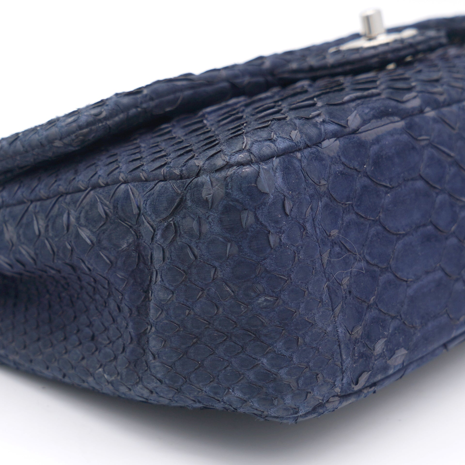 Classic Flap Medium Bag Blue Snakeskin