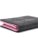 Black/Pink Cannage Lambskin Leather Lady Dior Flap Card Holder