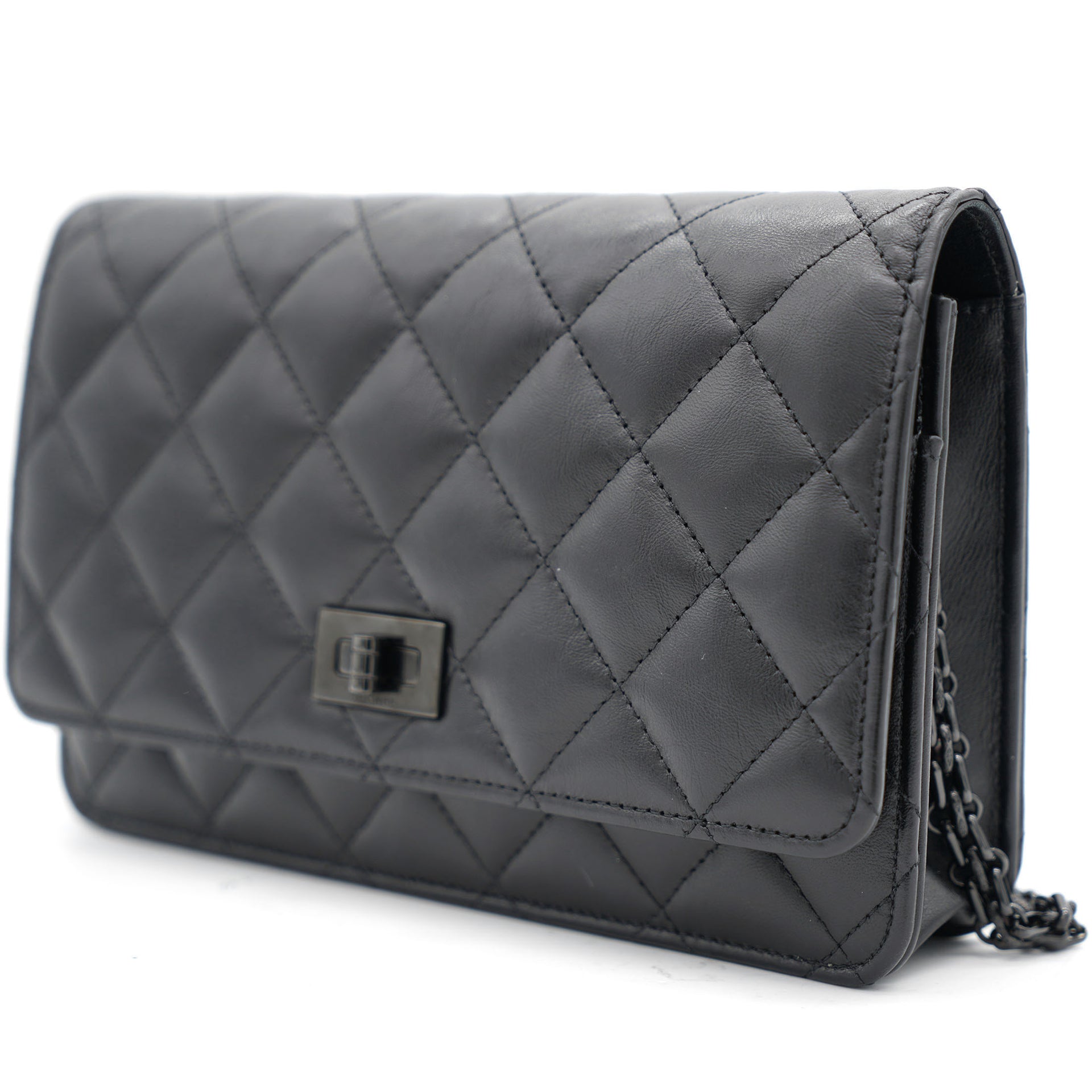 Chanel All Black Quilted Leather Reissue 2.55 Wallet On Chain – STYLISHTOP