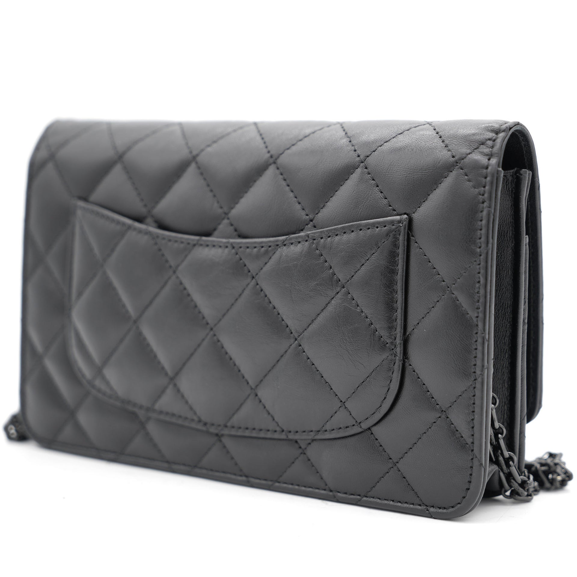 All Black Quilted Leather Reissue 2.55 Wallet On Chain