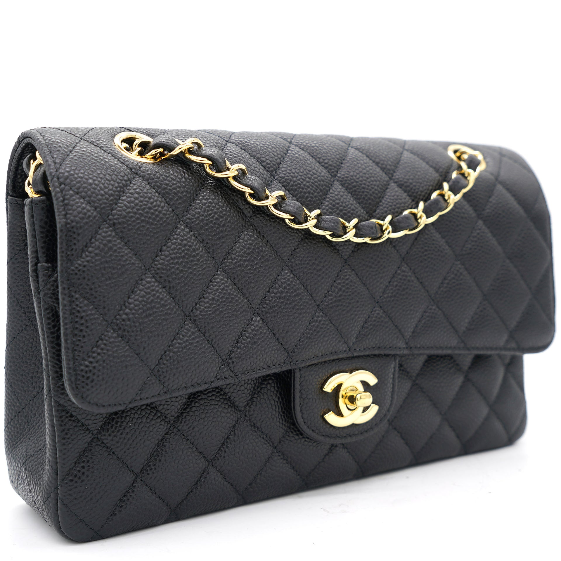 CHANEL Caviar Quilted Medium Double Flap White 1250001