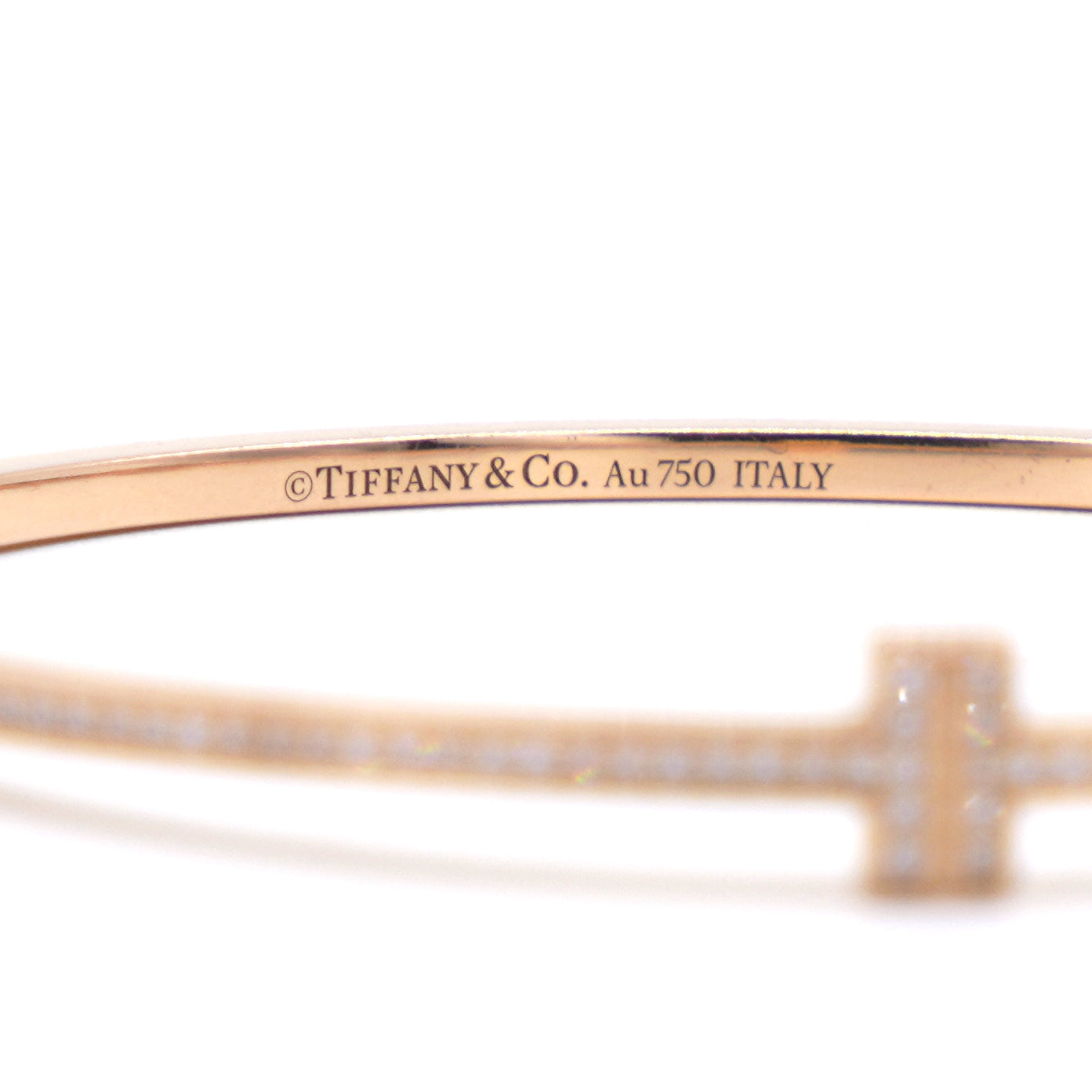 Tiffany  Co Tiffany T 18K Yellow Gold Medium Diamond Square Wrap Bracelet   BLOGGER ARMOIRE