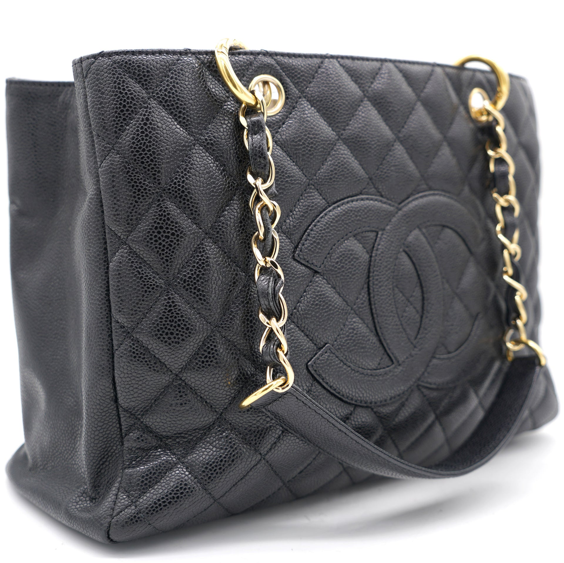 Chanel Beige Quilted Caviar Leather Grand Shopper GST Tote
