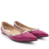 Dark Pink Patent Leather Rockstud Ballet Flats 39
