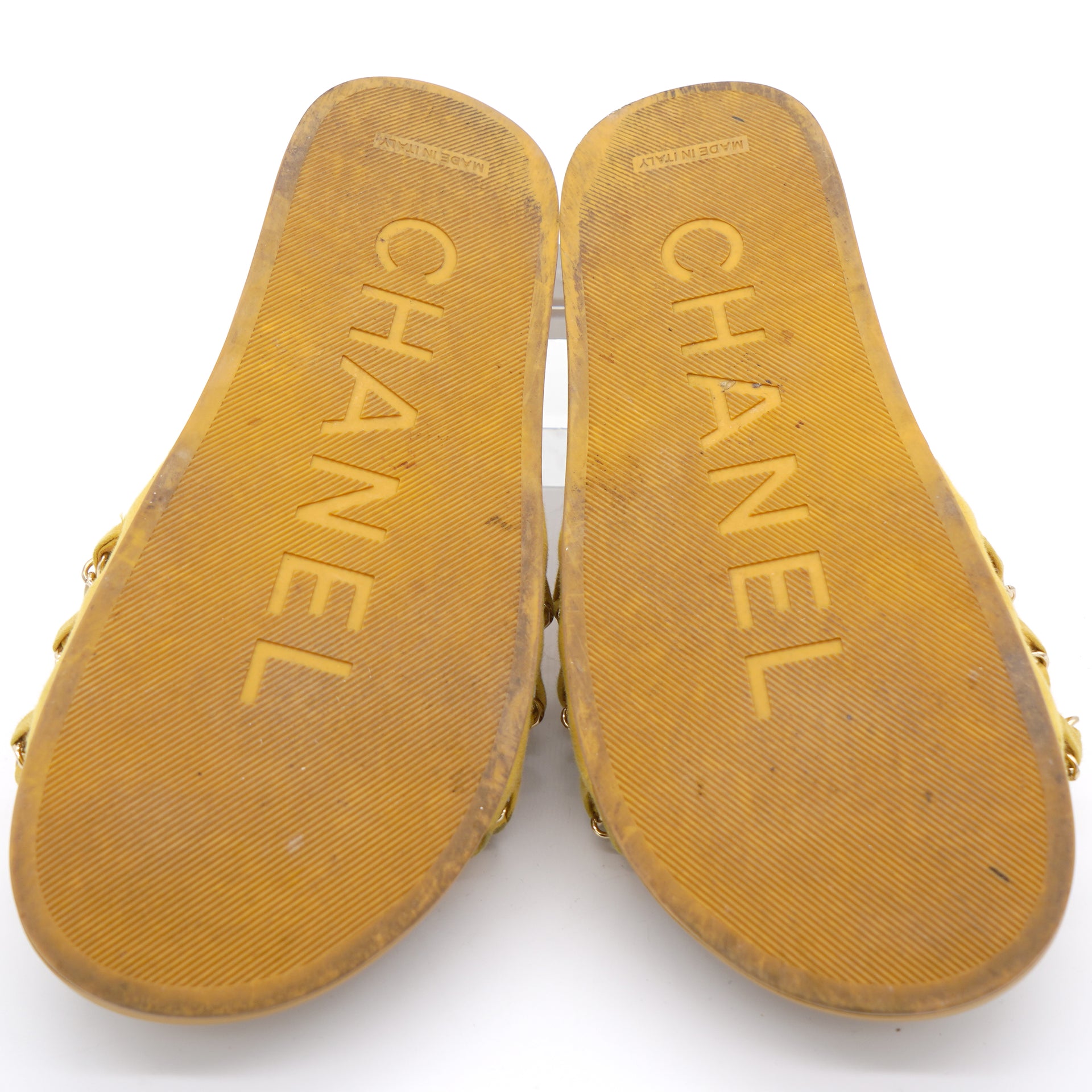 Leather Chain Slides Sandals Flats 37