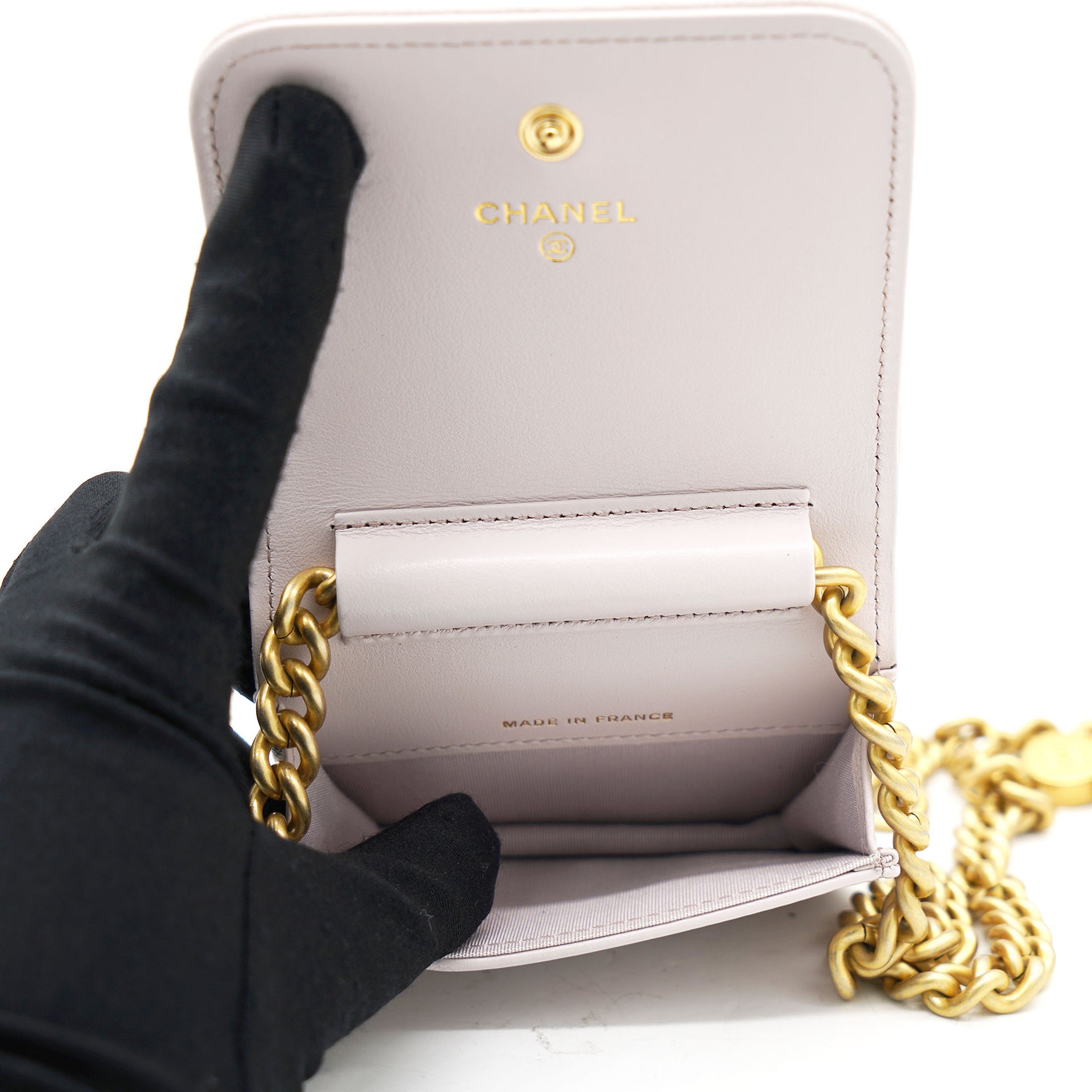 Chanel Pink Caviar Leather Boy Card Holder with Chain – STYLISHTOP
