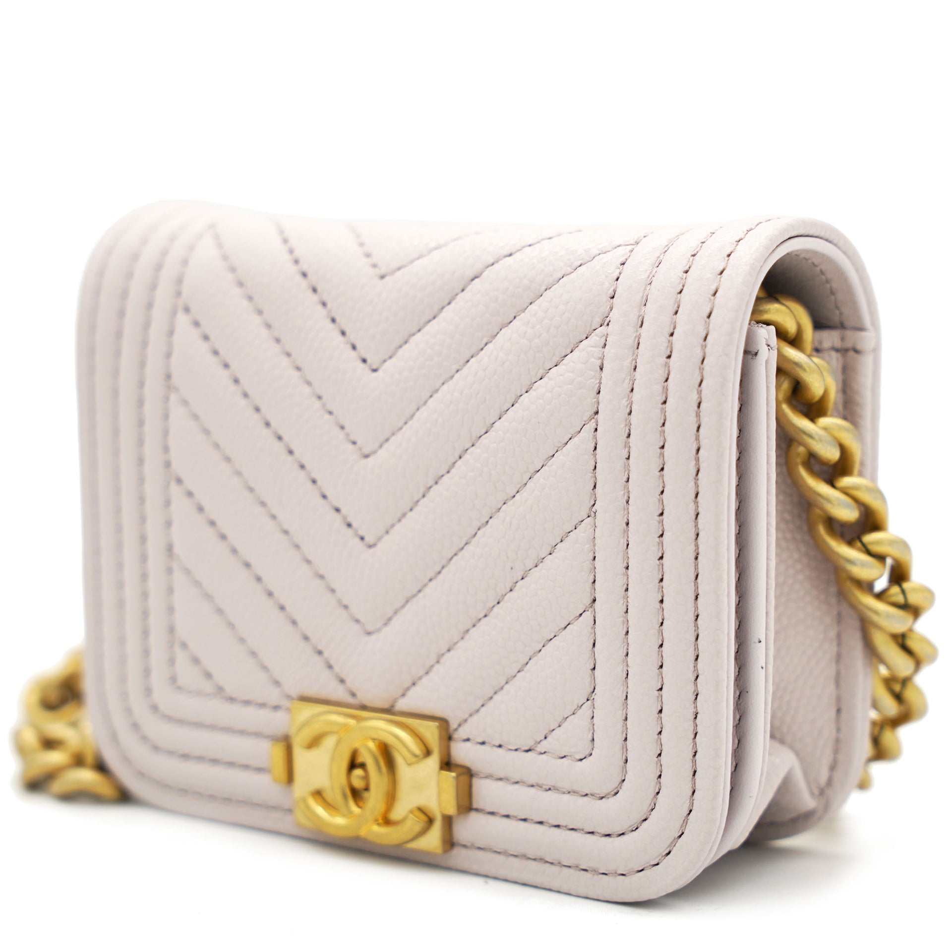 Chanel Pink Caviar Leather Boy Card Holder with Chain – STYLISHTOP