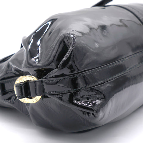Patent Leather Black Double Ring Shoulder Bag