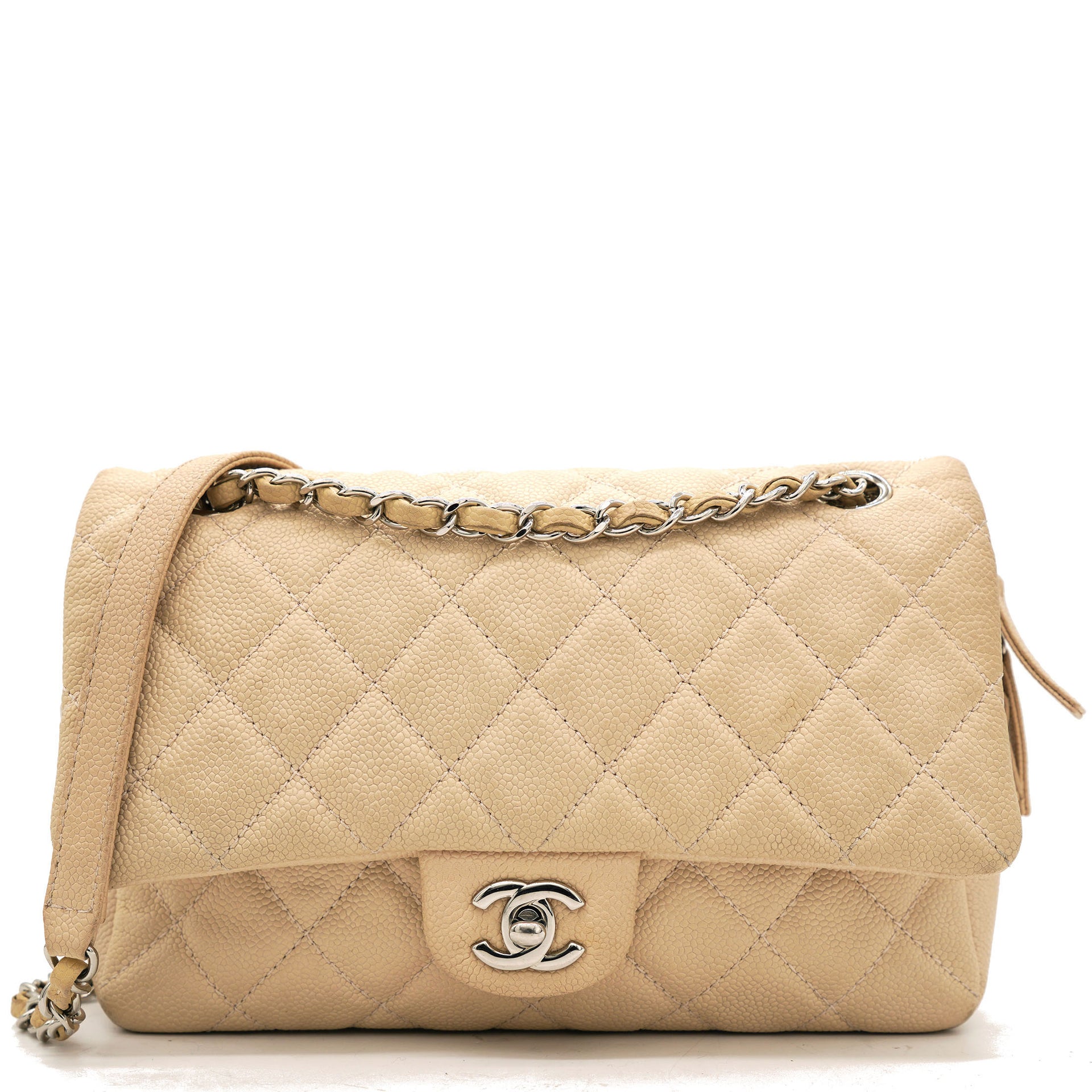 Chanel Light Beige Quilted Caviar Leather Camera Flap Bag – STYLISHTOP