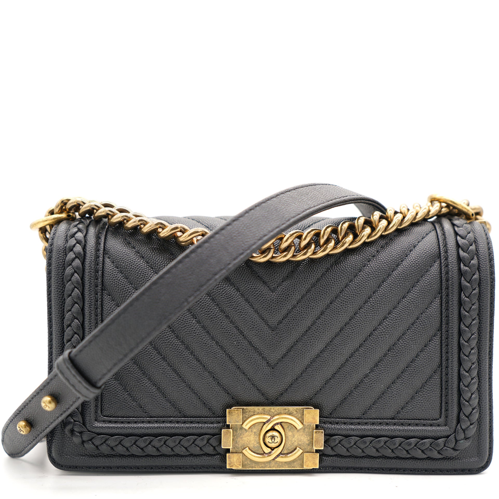 Chanel Black Quilted Leather and Twisted Leather Trim Old Medium Boy Flap  Bag – STYLISHTOP