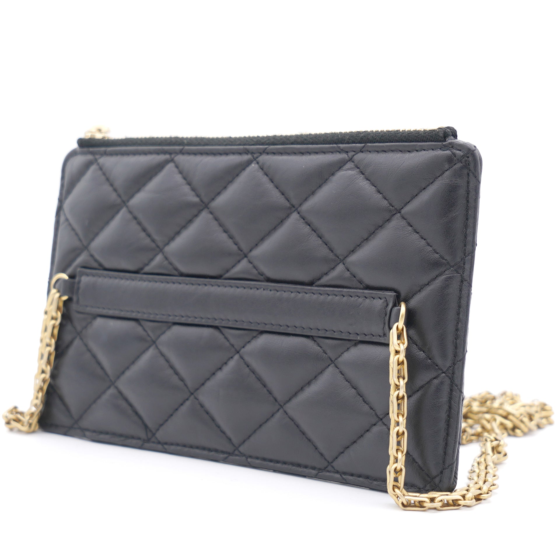 2.55 Calfskin Quilted Small Phone Case With Chain