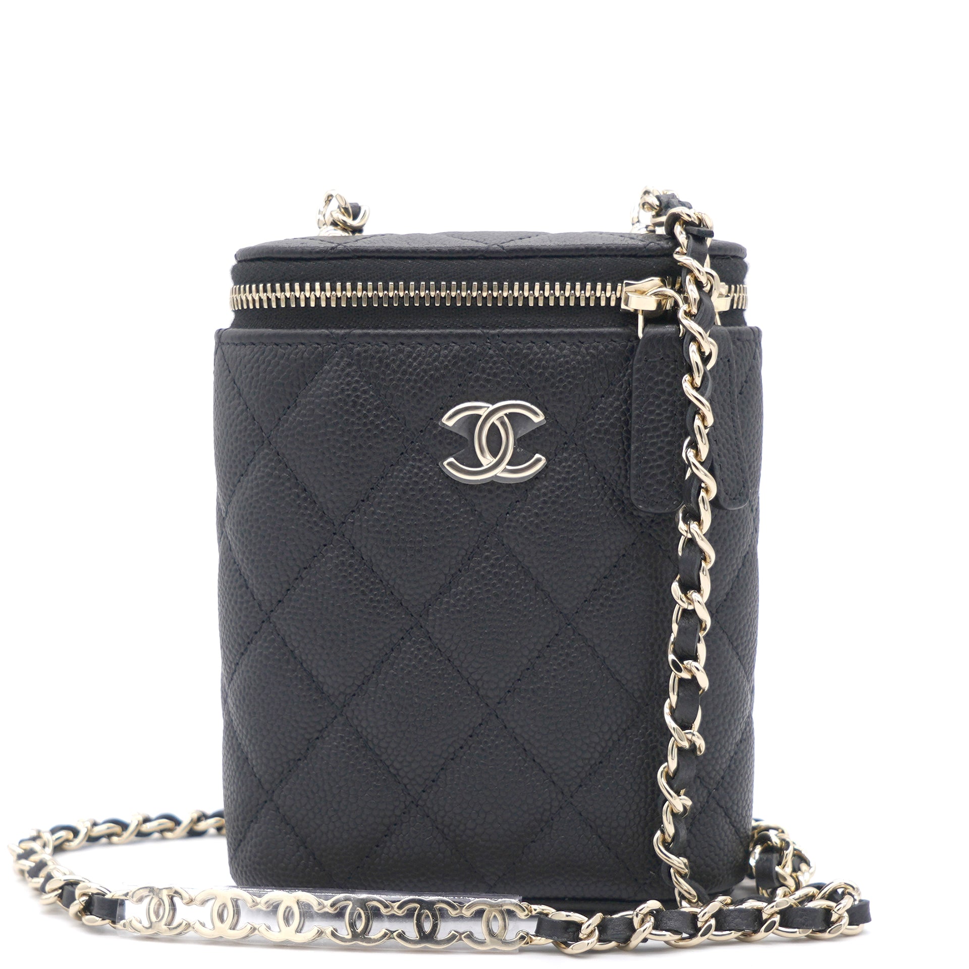 Caviar Quilted Small Vertical Coco Beauty Vanity Case With Chain Black –  STYLISHTOP