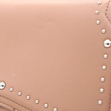 Studded Leather Bow Cut Chain Flap Nude Bag