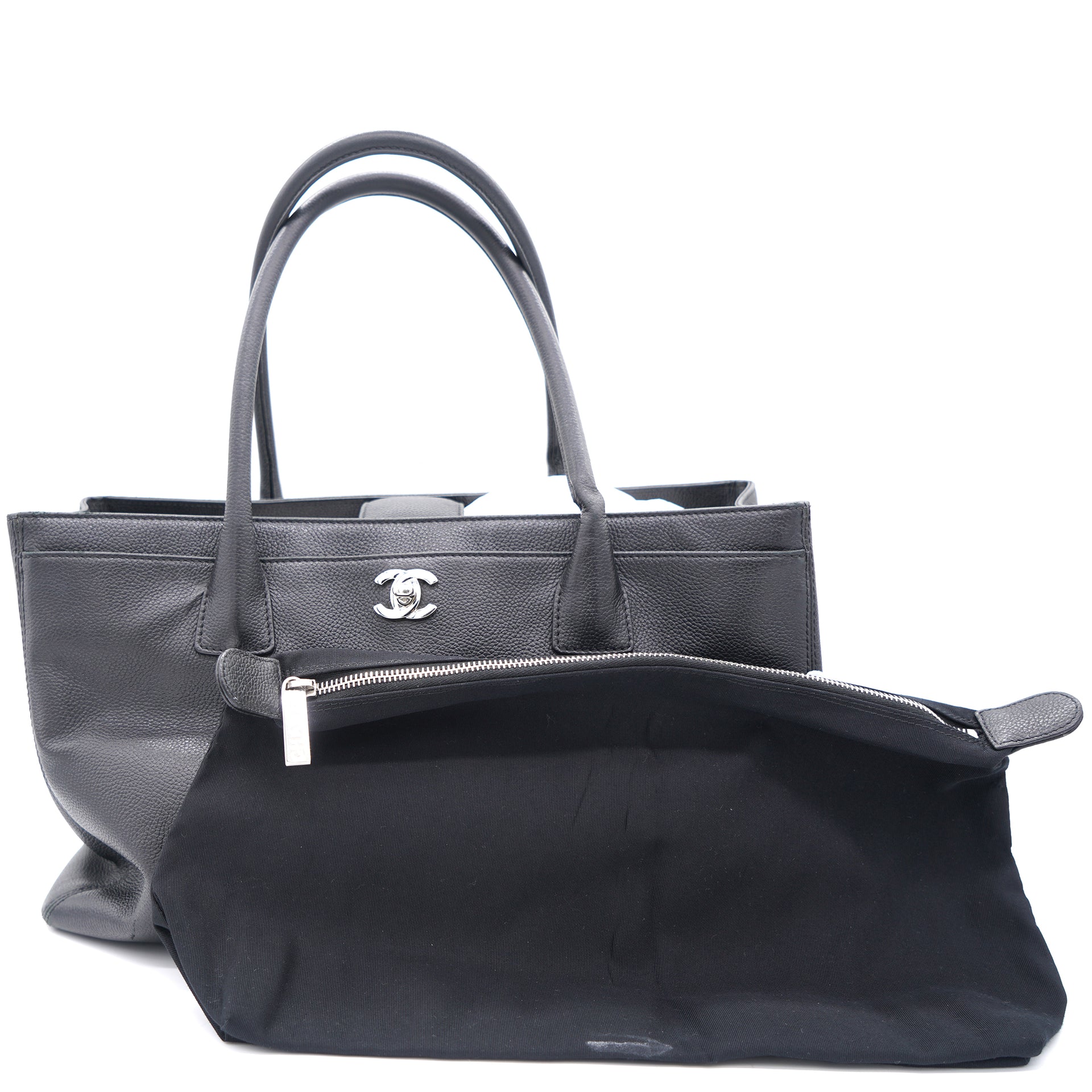 Black Leather Executive Cerf Tote