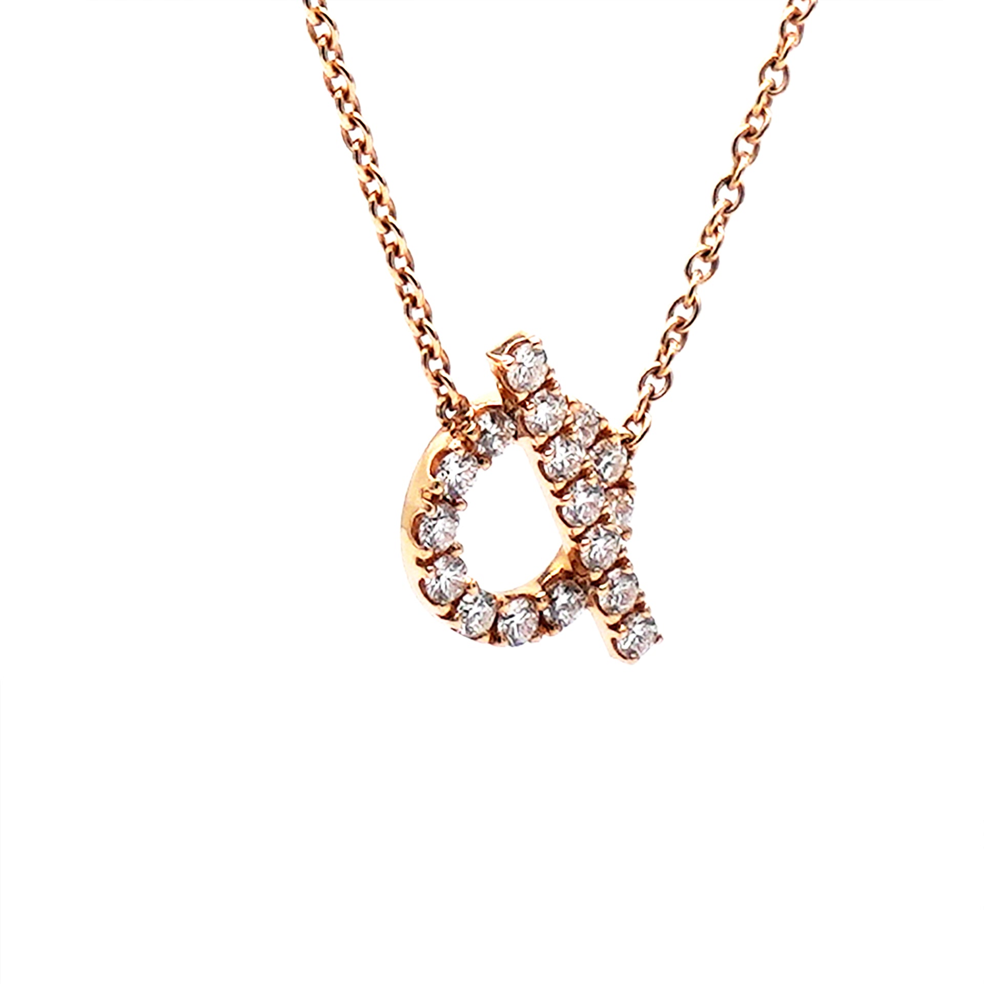 18 Karat Rose Gold Diamond Padlock Pendant