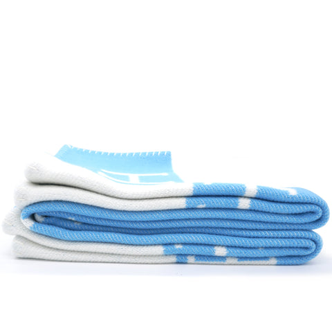 Wool Cashmere Avalon Baby Blanket Bleu Genievre White