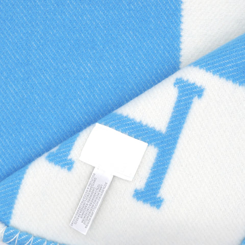 Wool Cashmere Avalon Baby Blanket Bleu Genievre White