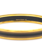 Enamel Beige and Black Gold Narrow Bangle Bracelet