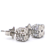 Fleur de Monogram Silver Crystals Stud Earrings