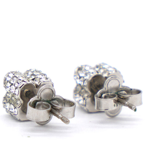 Fleur de Monogram Silver Crystals Stud Earrings