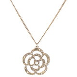 Crystal Pearl Camellia Necklace Gold